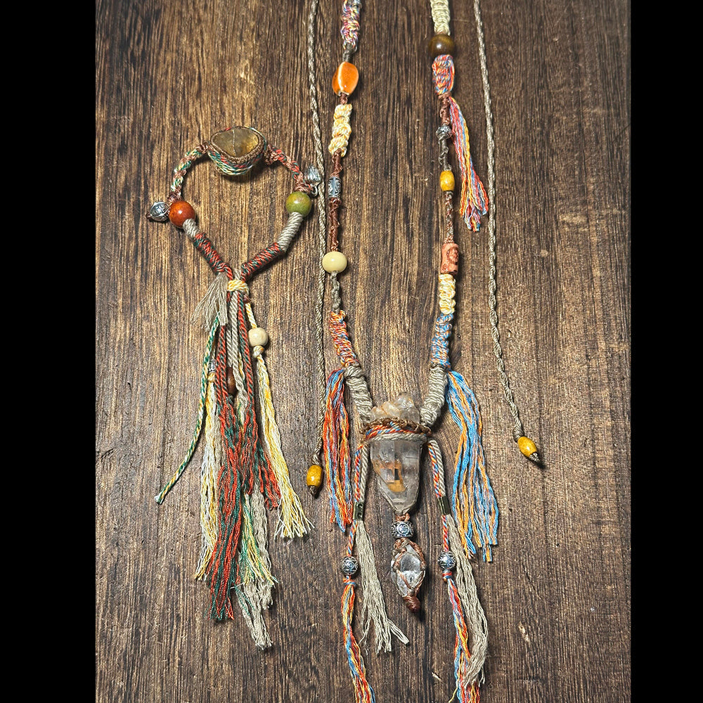 Braided Fortune Clear Quartz Pendant Necklace