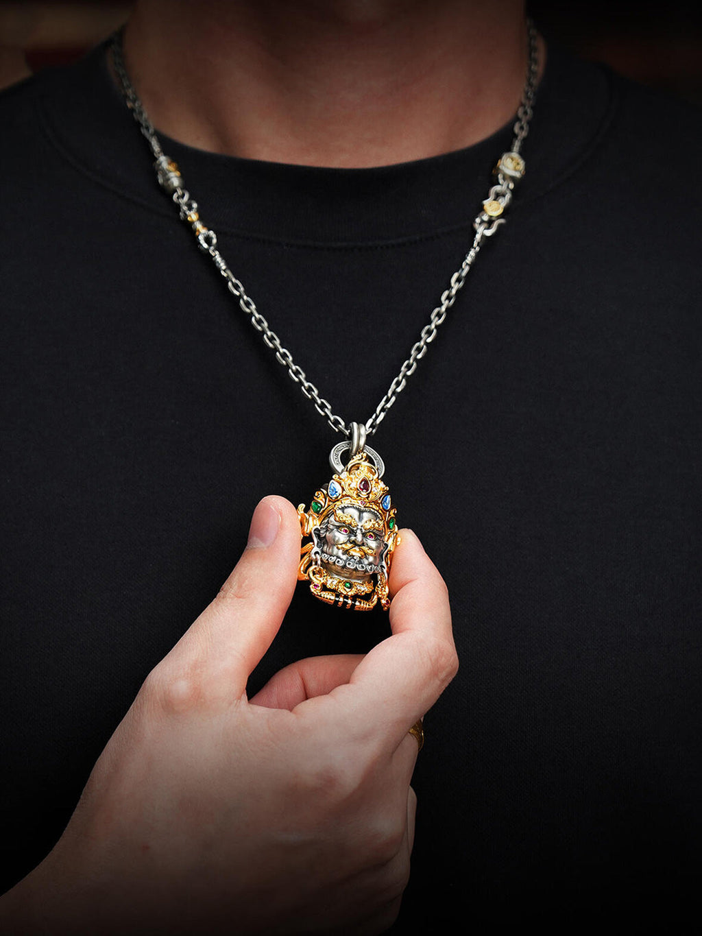 Abundance-Bringing Yellow Jambhala Sterling Silver Necklace