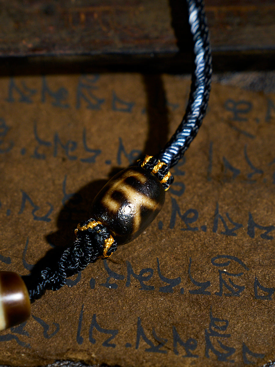 Celestial Balance Double Heaven-Earth Agate 18K Gold Dzi Necklace