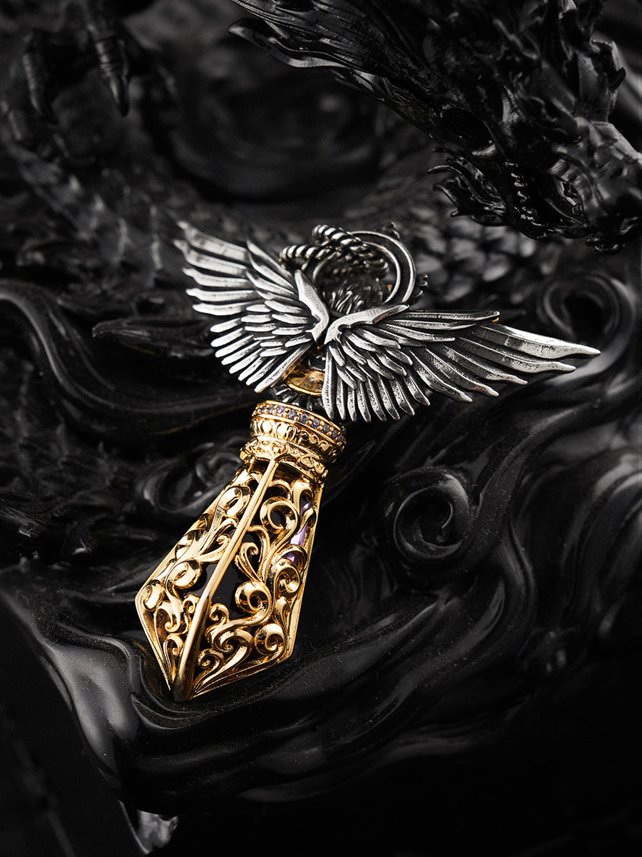 Protection Necklace Amethyst Heart-Soothing Garuda