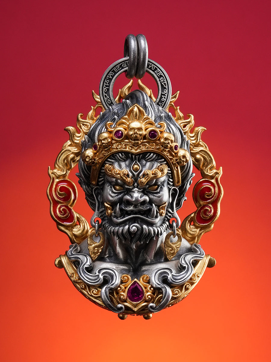Mahakala Wrathful Protector Sterling Silver Necklace