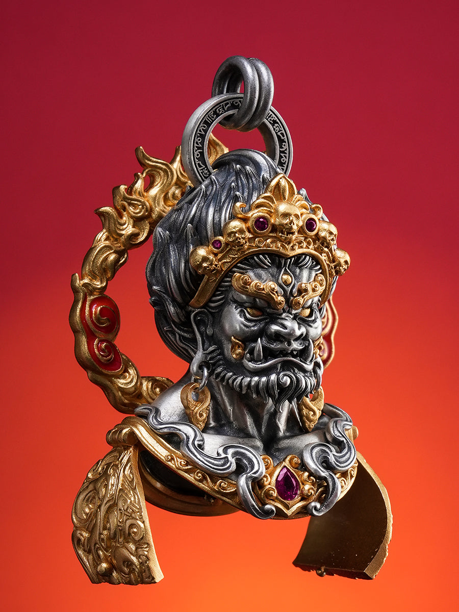 Mahakala Wrathful Protector Sterling Silver Necklace