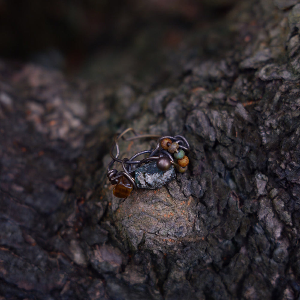 Good Fortune Natural Stone Ring with Copper Accents