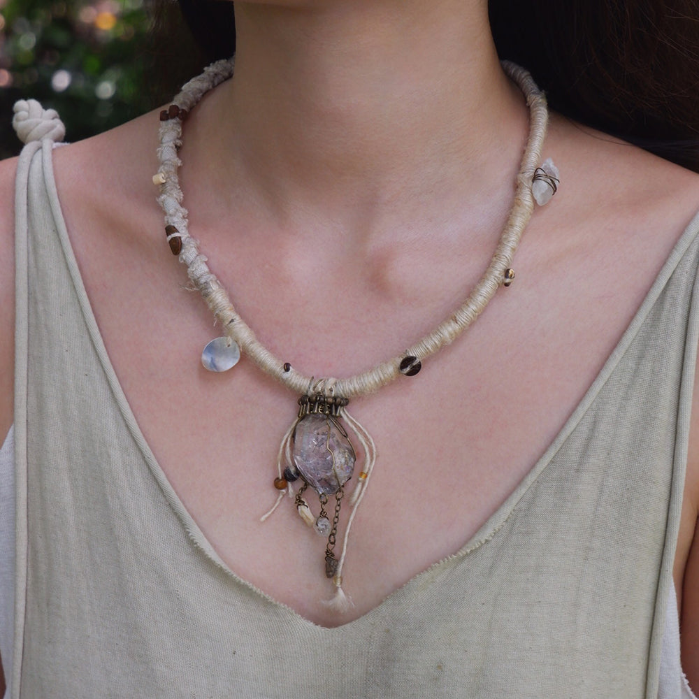 Healing Clarity White Crystal Necklace