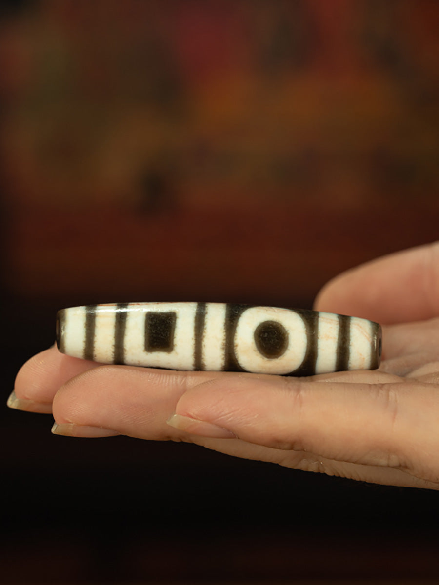 Tibetan Double Heaven Totem Dzambhala Necklace | Rare Nine-Eye Shale Stone Amulet