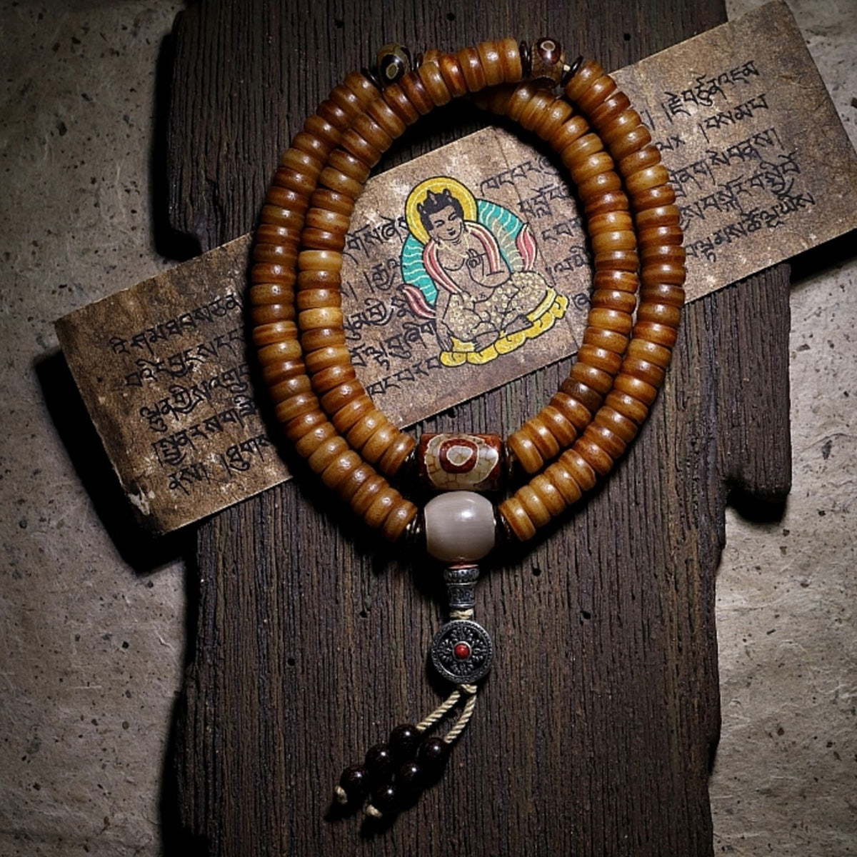 Vitality Yak Bone 108 Mala Beads Necklace
