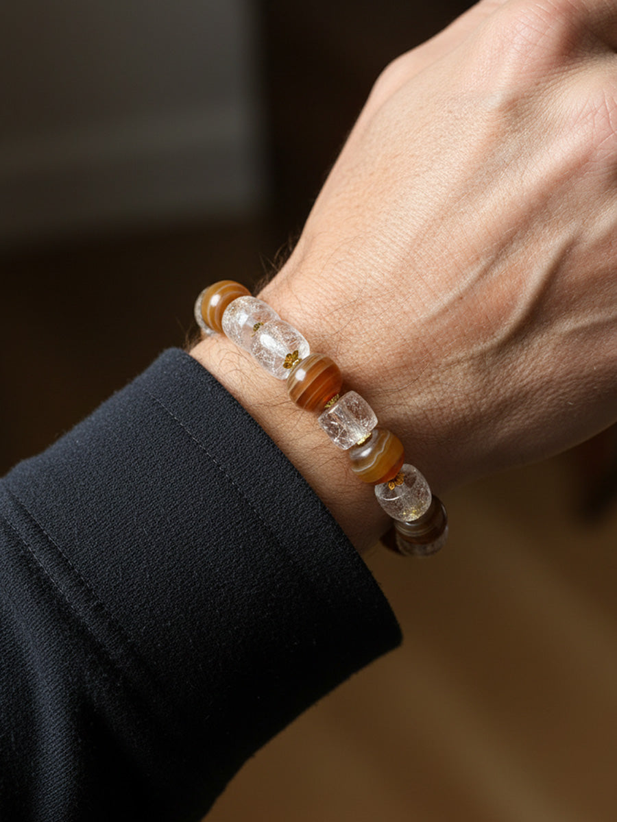 Ancient Himalayan Clear Quartz Agate Vintage Bracelet
