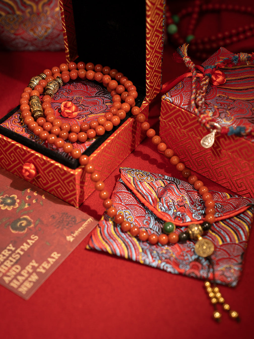 108 Red Agate Copper Mala Necklace