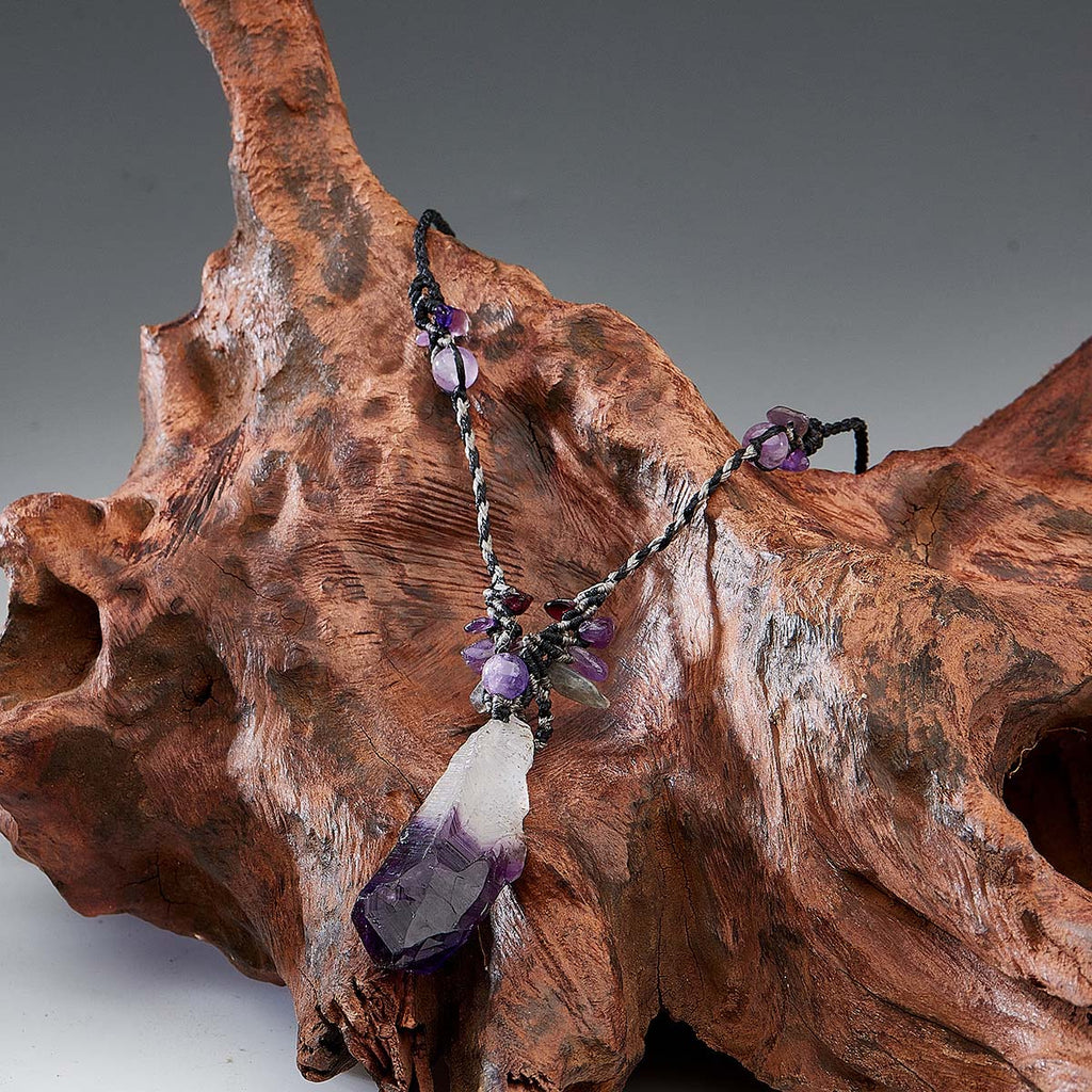 Profound Spirit Connection Amethyst Scepter Hand-woven Necklace