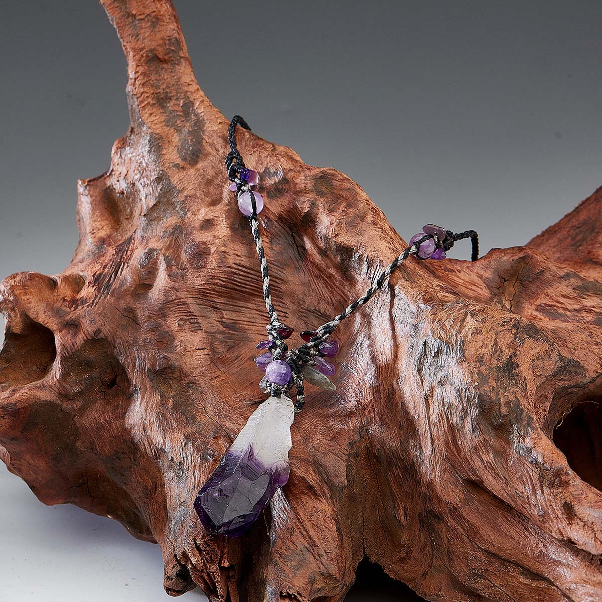 Profound Spirit Connection Amethyst Scepter Hand-woven Necklace