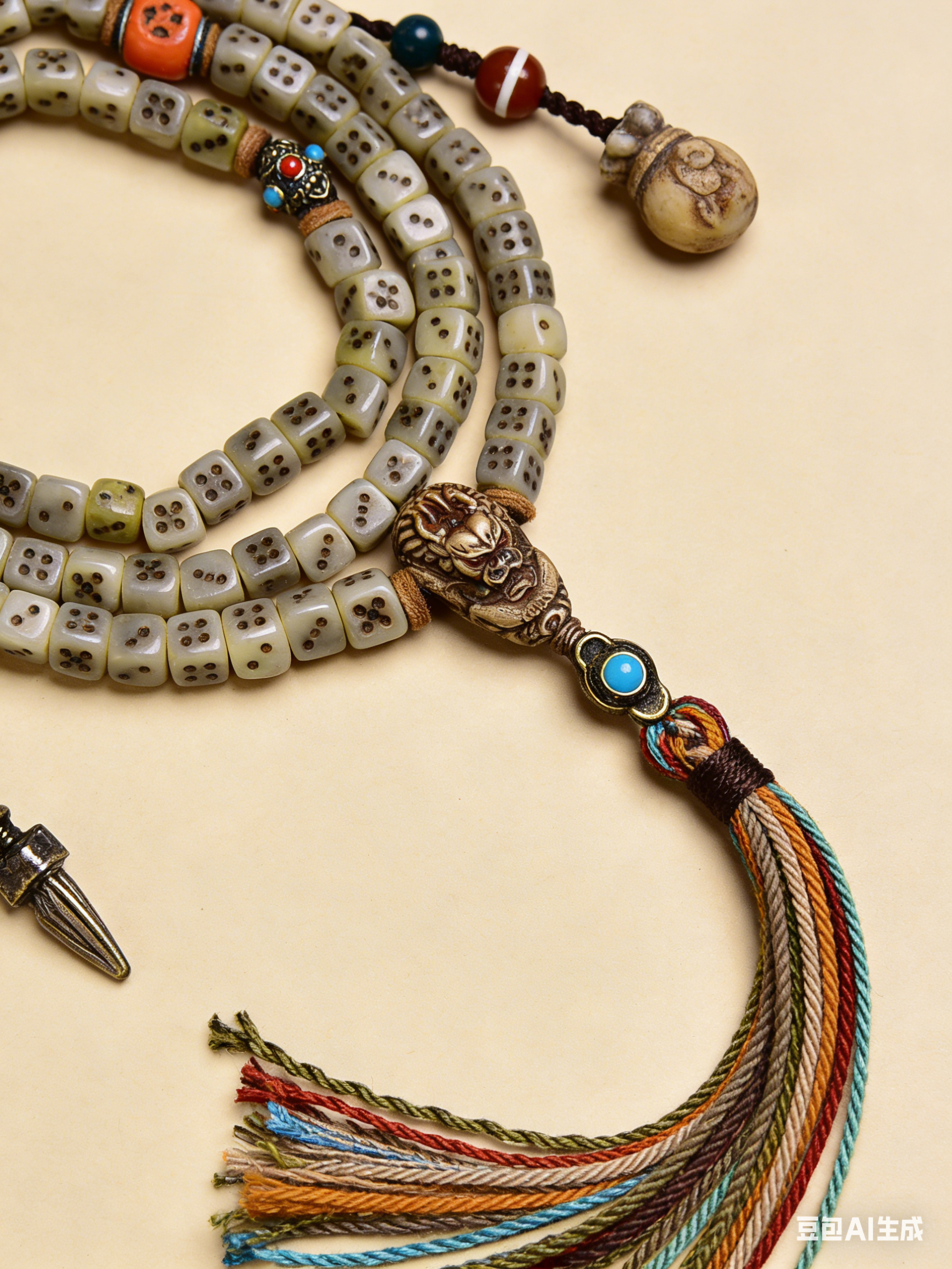 Fortune Dice Camel Bone Pixiu Mala Bracelet
