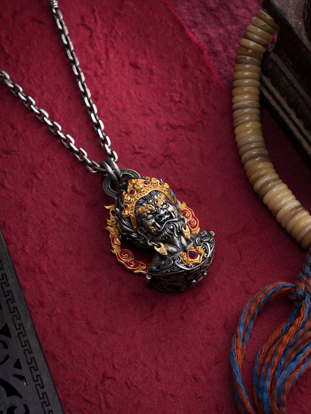 Mahakala Wrathful Protector Sterling Silver Necklace
