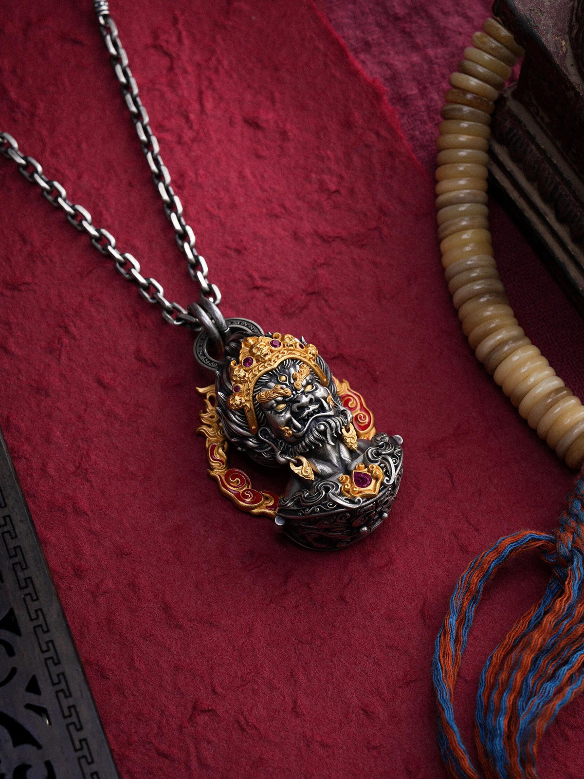 Mahakala Wrathful Protector Sterling Silver Necklace