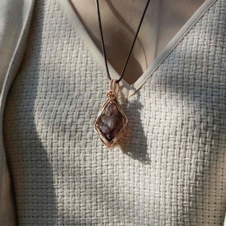 Spiritual Energy Super 7 Amethyst Gold Plated Necklace