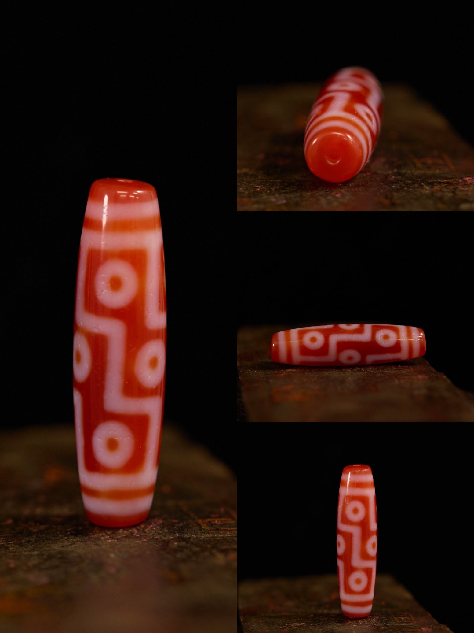 Sacred Flame Red Agate Dzi Bead