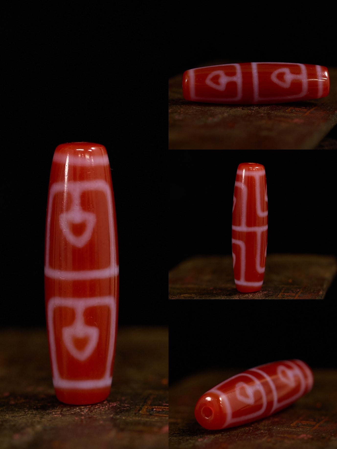 Sacred Flame Red Agate Dzi Bead