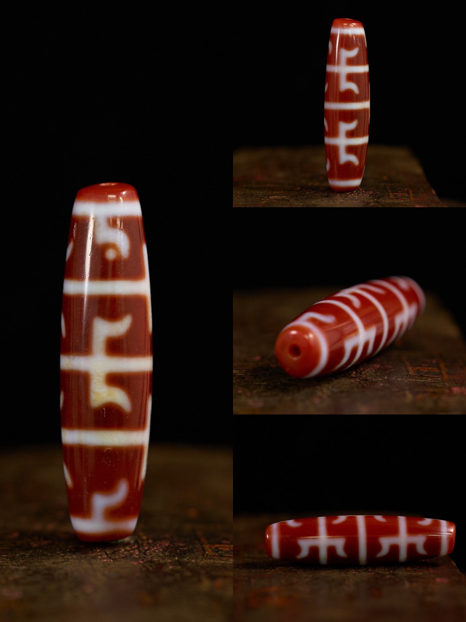 Sacred Flame Red Agate Dzi Bead