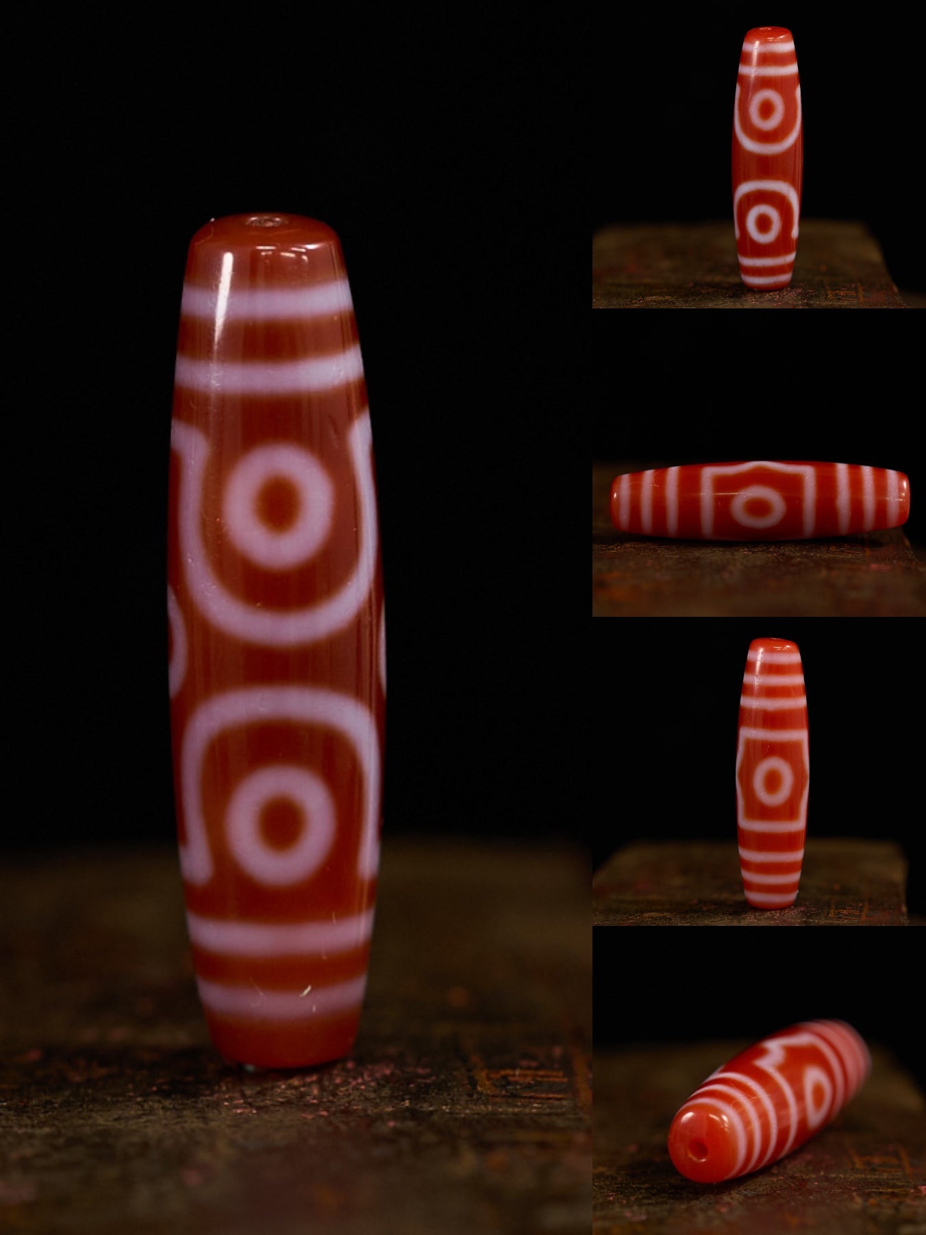 Sacred Flame Red Agate Dzi Bead