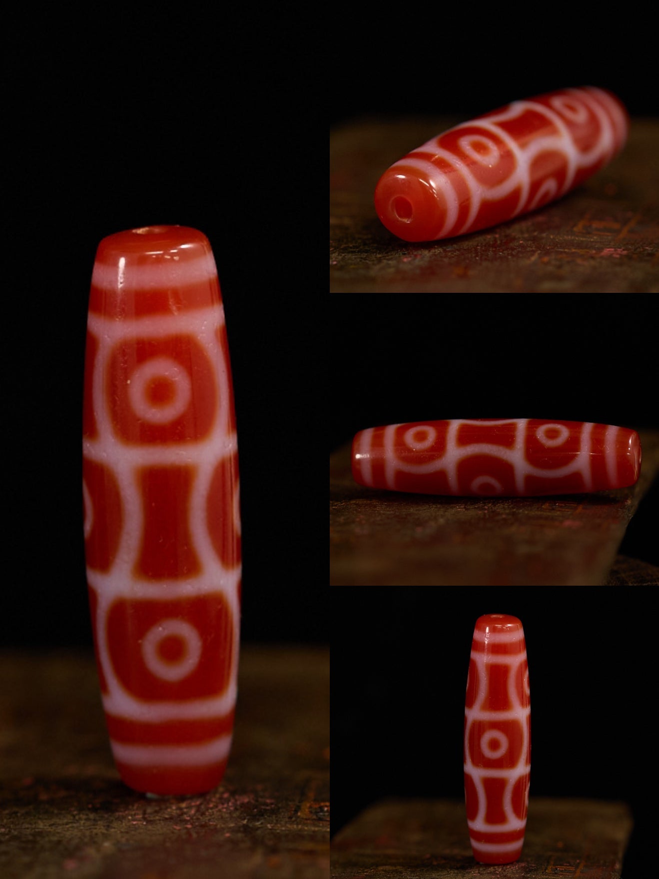 Sacred Flame Red Agate Dzi Bead