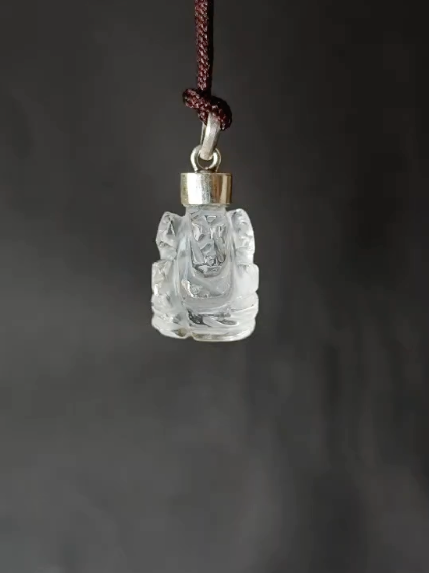 Himalayan Clear Quartz Ganesha Blessing Necklace