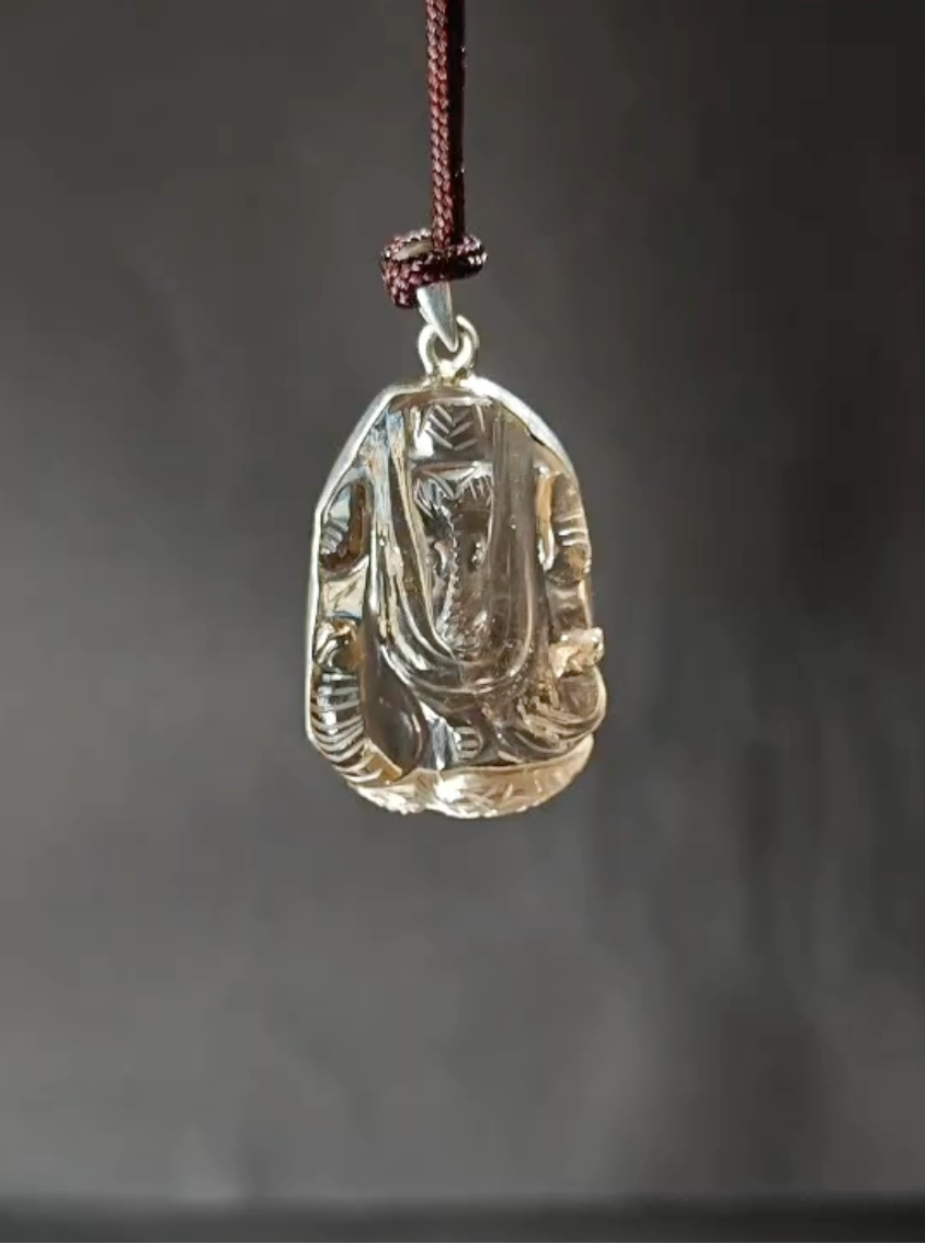 Himalayan Clear Quartz Ganesha Blessing Necklace