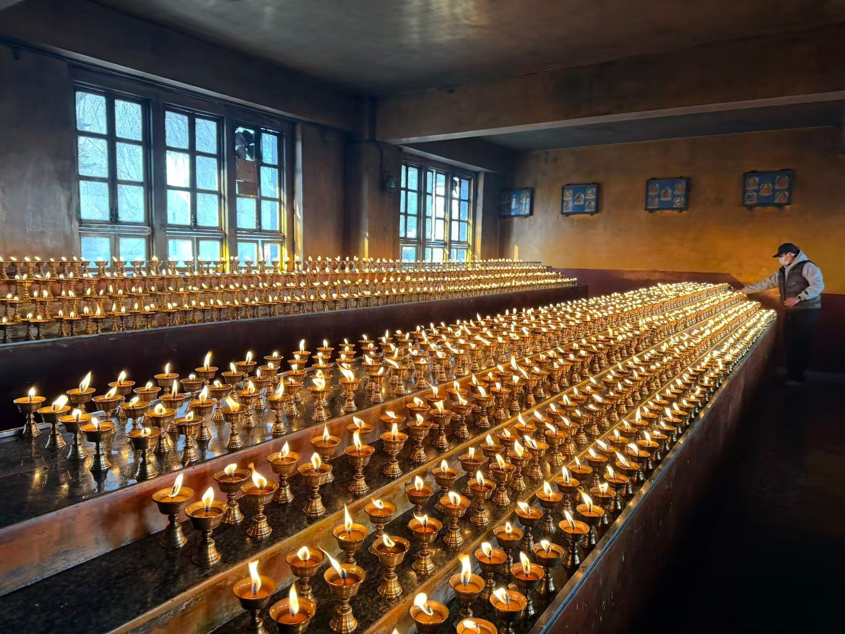 ✨ Lighting a Butter Lamp at Temple in Tibet