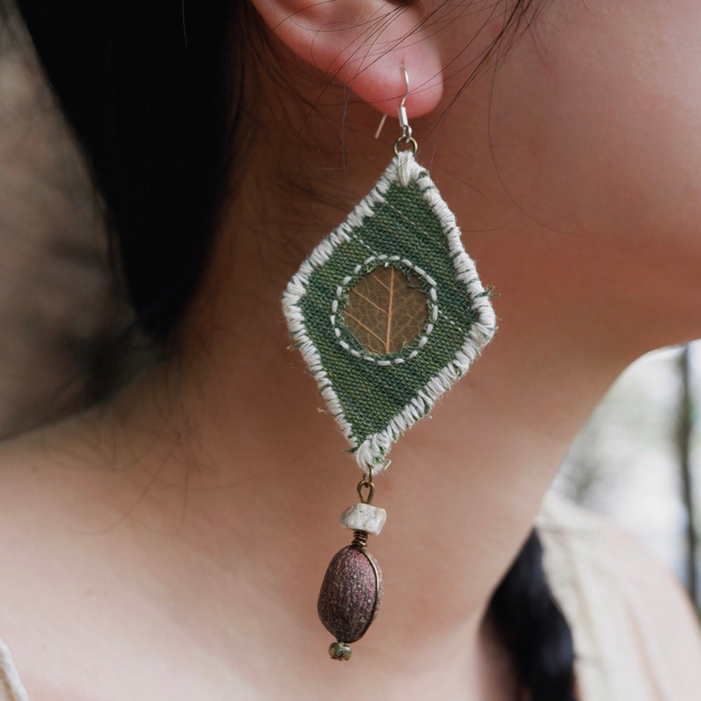 Earth Harmony Leaf & Gemstone Earrings