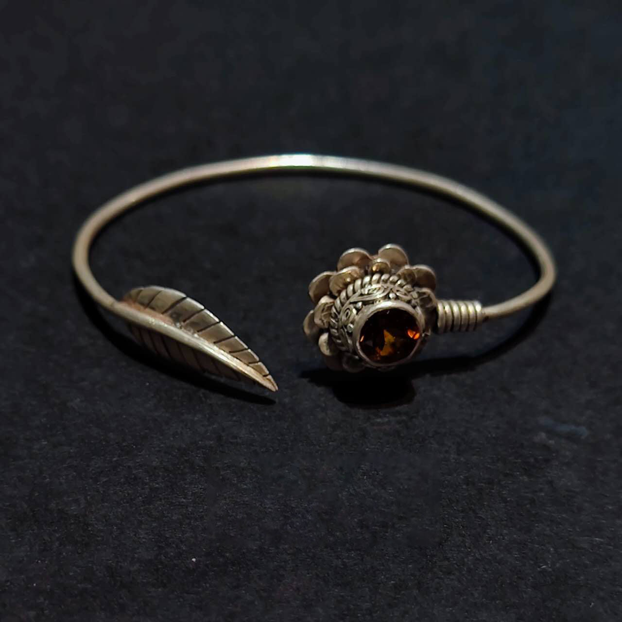 Radiant Clarity Bracelet | Pure Silver Citrine Bangle for Abundance and Spiritual Energy