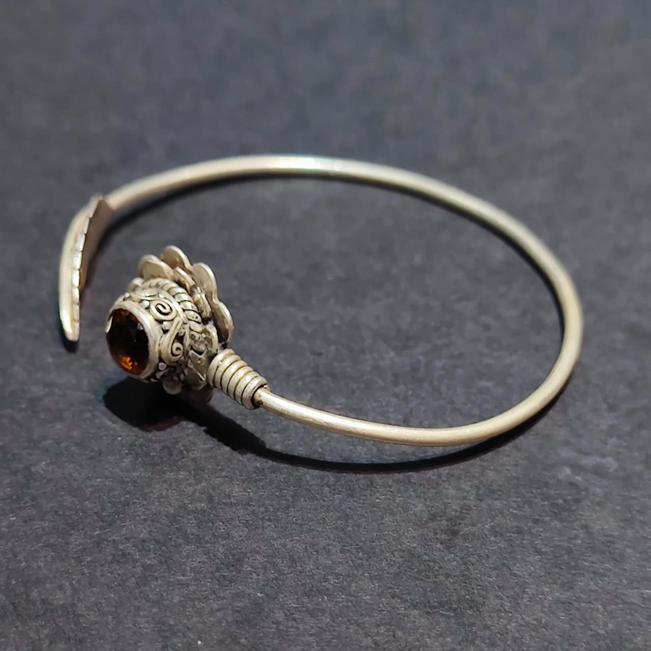 Radiant Clarity Bracelet | Pure Silver Citrine Bangle for Abundance and Spiritual Energy