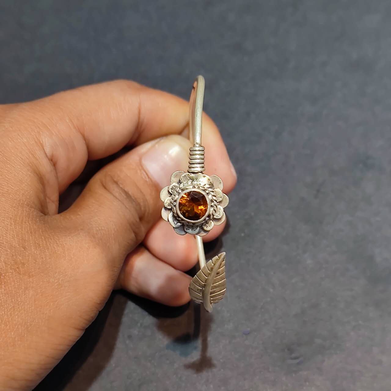 Radiant Clarity Bracelet | Pure Silver Citrine Bangle for Abundance and Spiritual Energy