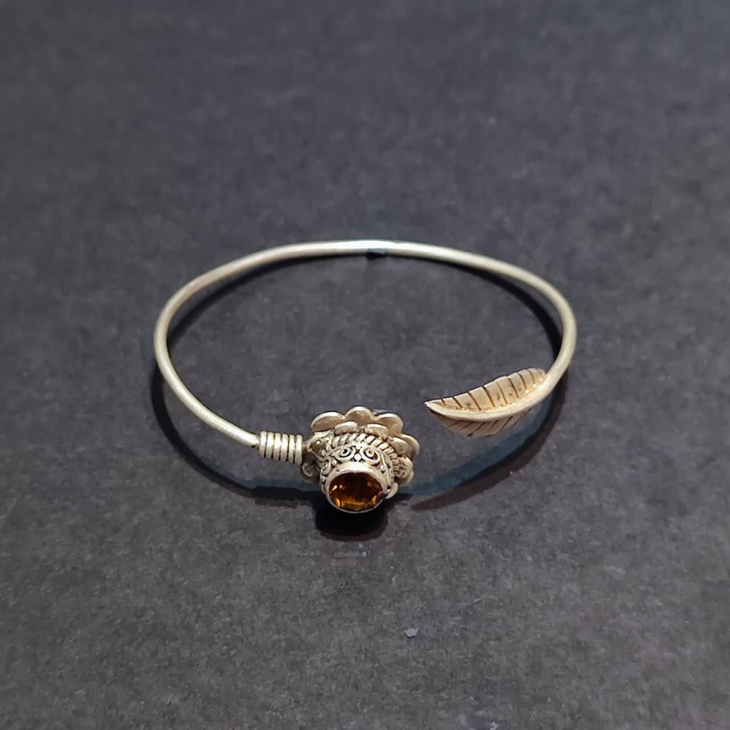 Radiant Clarity Bracelet | Pure Silver Citrine Bangle for Abundance and Spiritual Energy