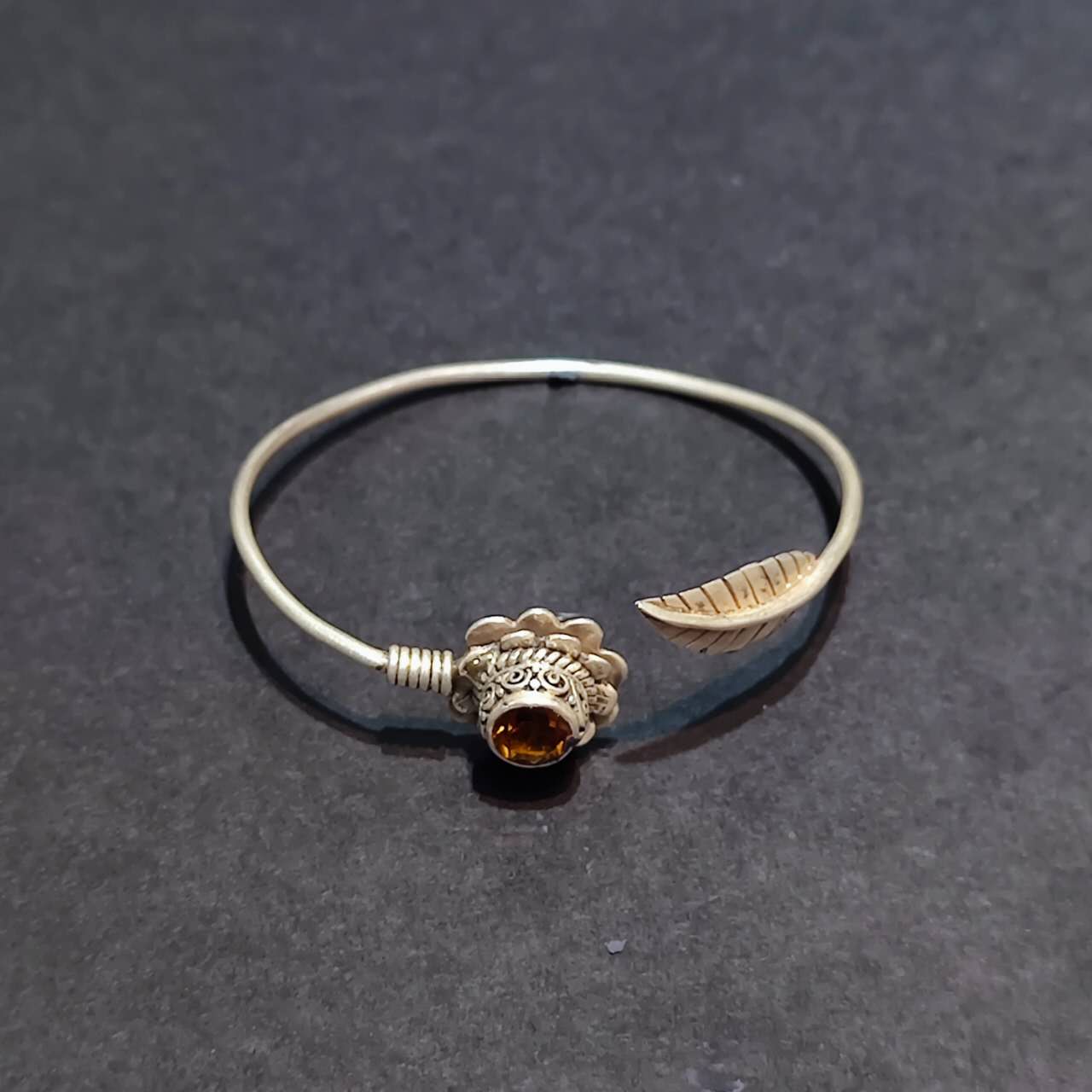 Radiant Clarity Bracelet | Pure Silver Citrine Bangle for Abundance and Spiritual Energy