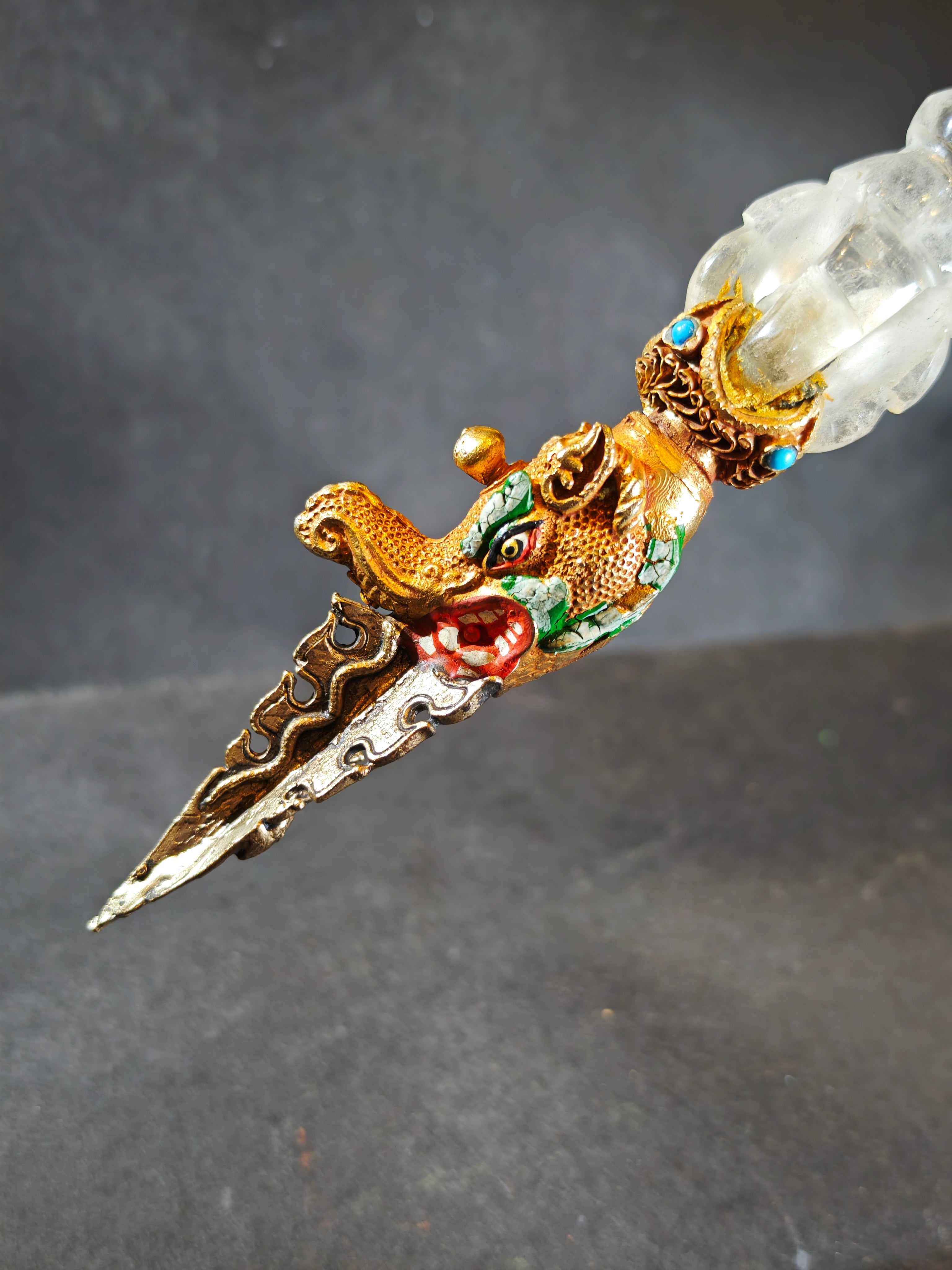 Guardian Phurba Clear Quartz Ritual Dagger Ornament