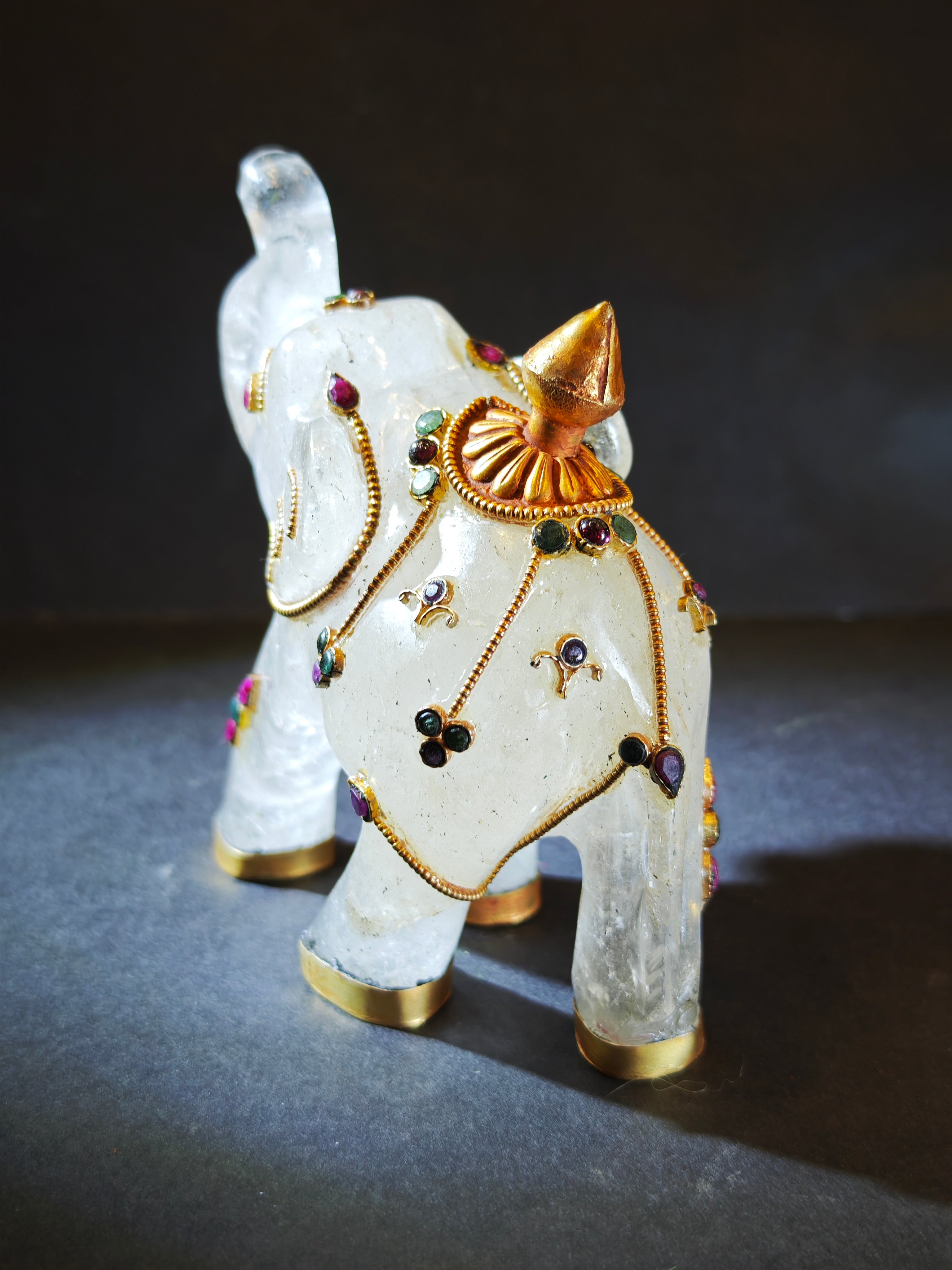 Lucky Elephant Clear Quartz Prosperity Ornament