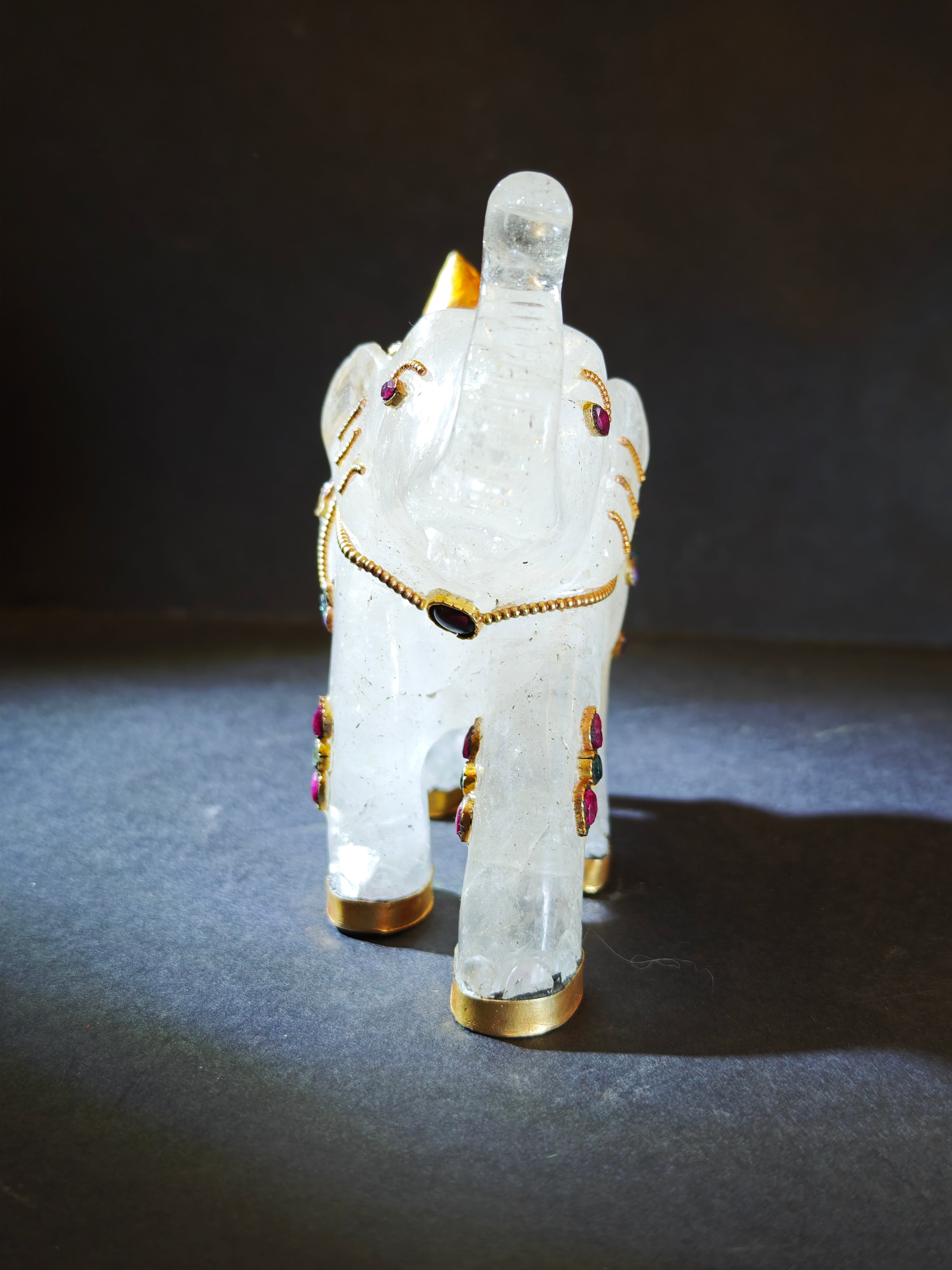 Lucky Elephant Clear Quartz Prosperity Ornament