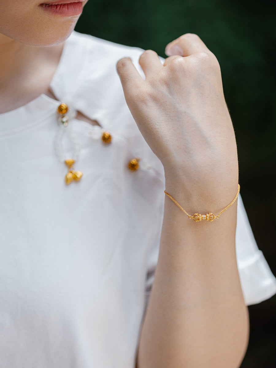24K Gold-Plated Vajra Pendant Bracelet