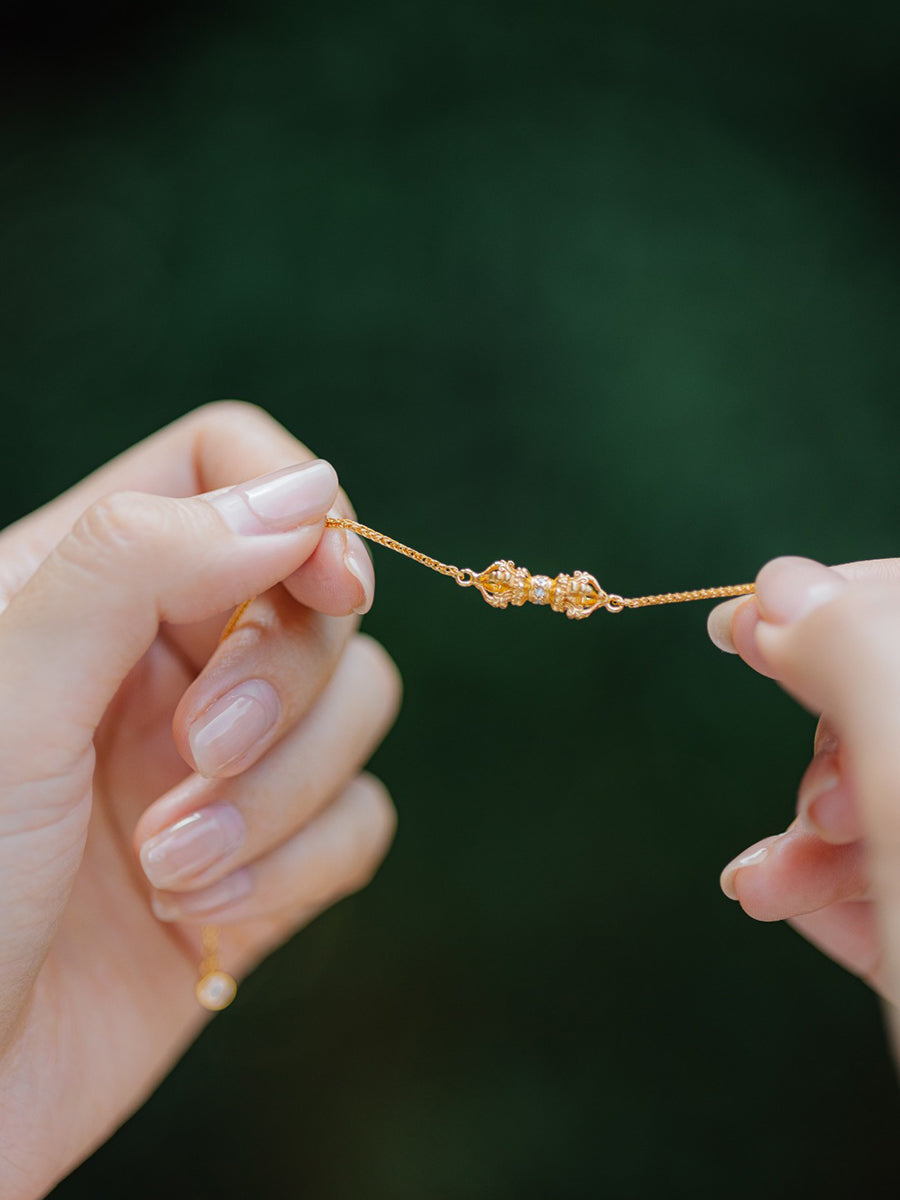 24K Gold-Plated Vajra Pendant Bracelet