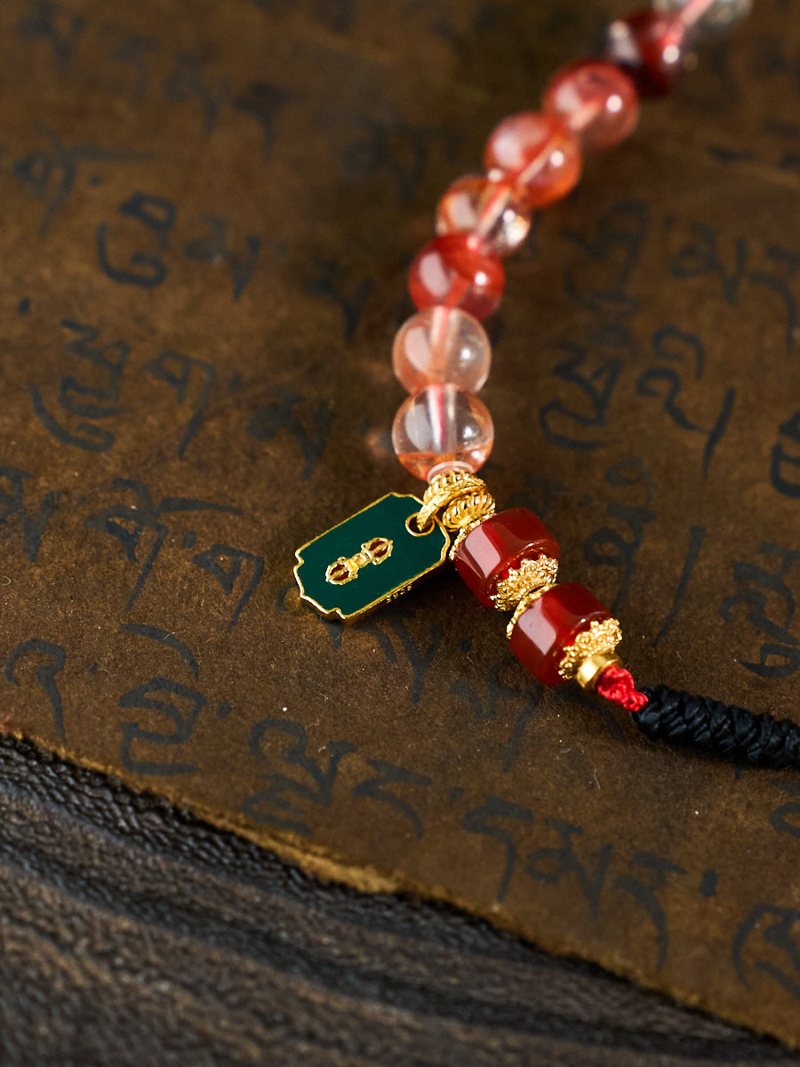 Fierce Protection & Commanding Fortune – Tiger Tooth Dzi Bead Phoenix Feather Phantom Quartz Handmade Necklace