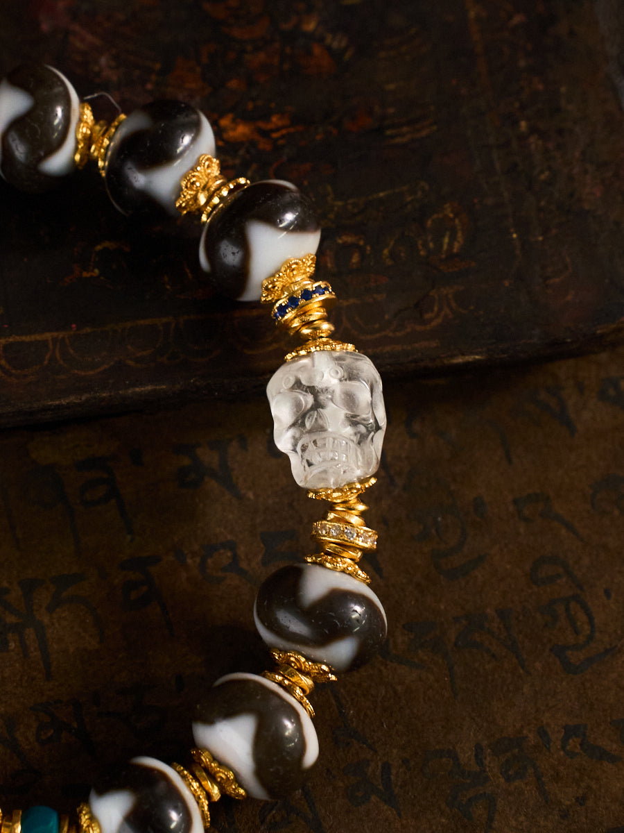 Fierce Guardian & Boundless Luck – Tiger Tooth & Adai Totem Dzi Bead Pixiu Handmade Bracelet