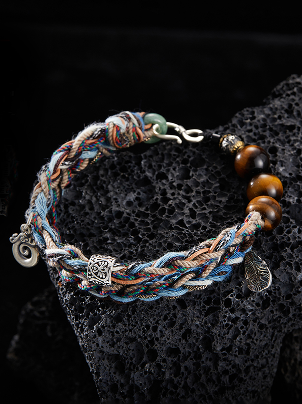 Handcrafted Sterling Silver Tiger Eye Stone Bracelet