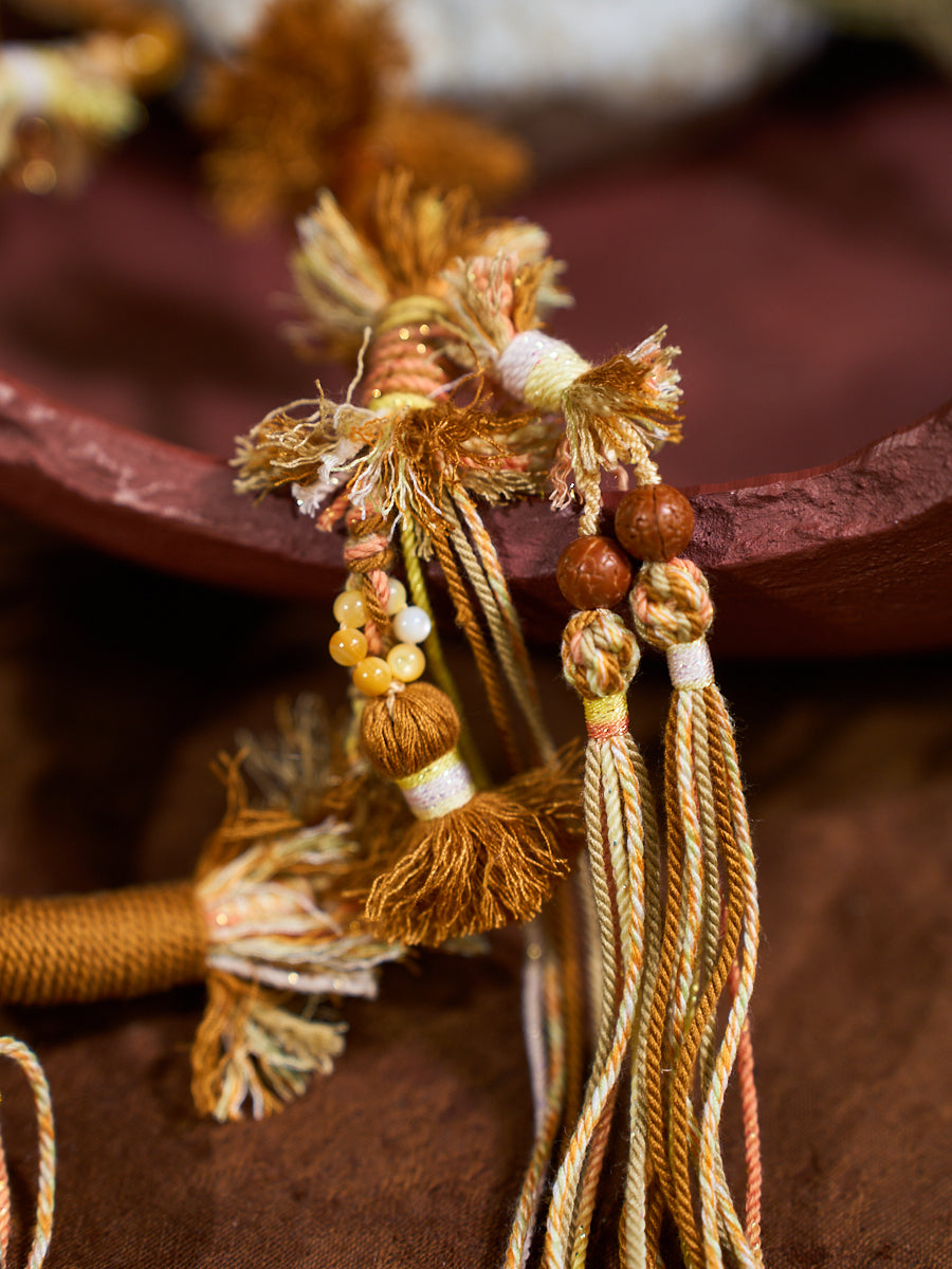 Wealth Energy · Golden Sun Citrine Tibetan Handwoven Talisman Necklace