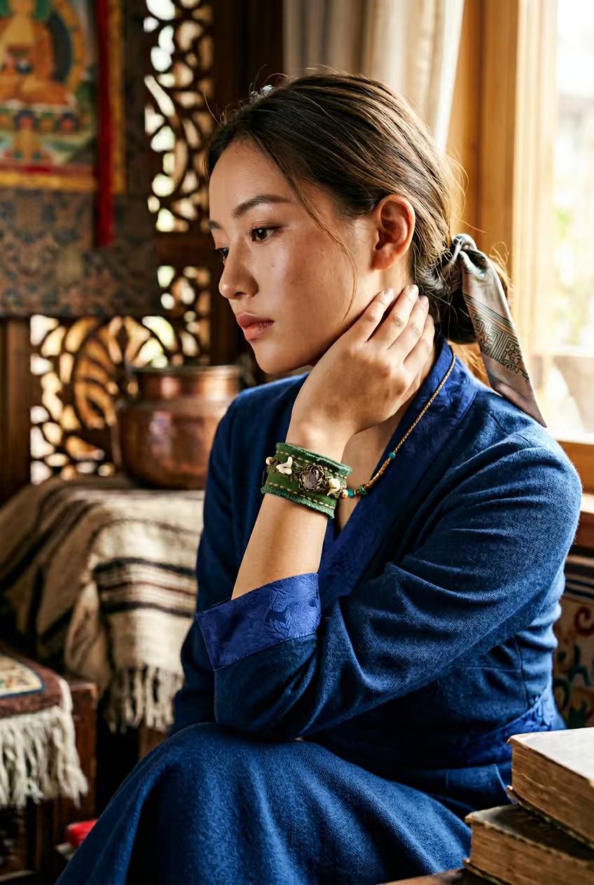 Plant-dyed Vintage Cloth Artisan Braid Forest Green