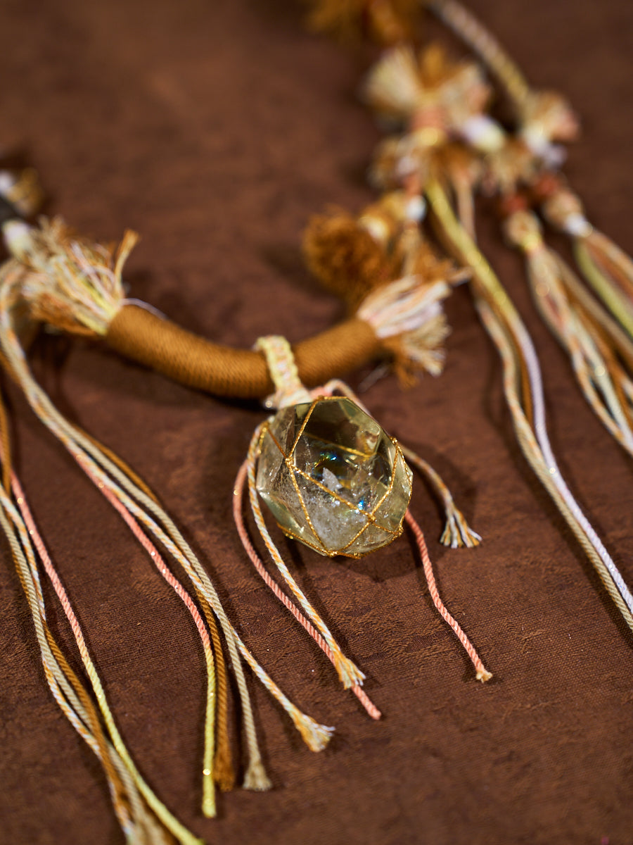 Wealth Energy · Golden Sun Citrine Tibetan Handwoven Talisman Necklace