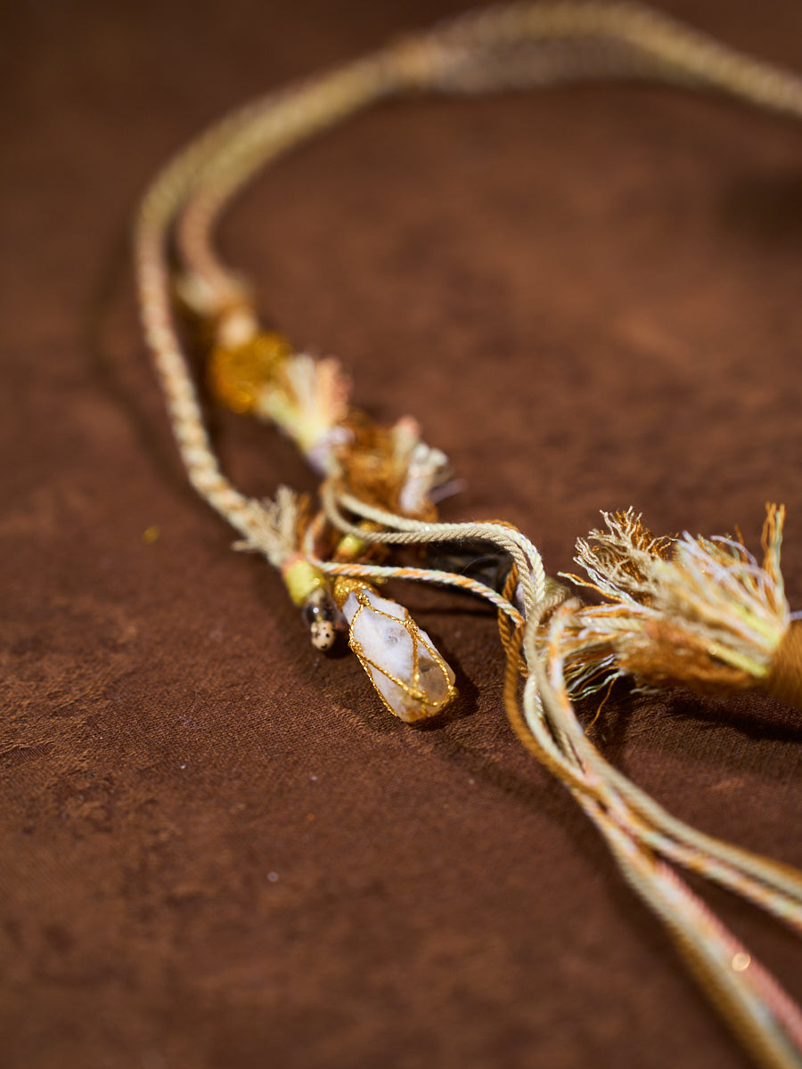 Wealth Energy · Golden Sun Citrine Tibetan Handwoven Talisman Necklace