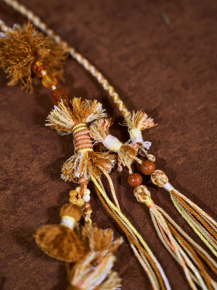 Wealth Energy · Golden Sun Citrine Tibetan Handwoven Talisman Necklace