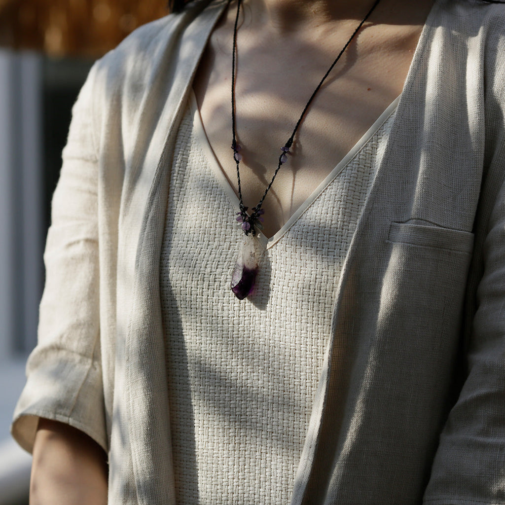 Profound Spirit Connection Amethyst Scepter Hand-woven Necklace