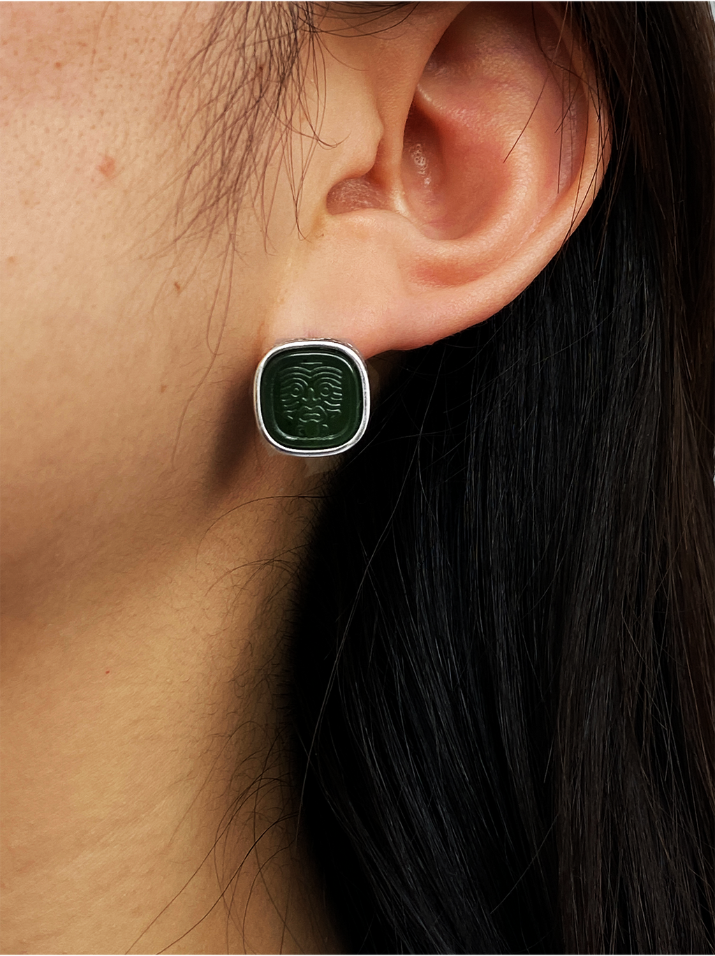 Jade Prosperity Earrings engraved prosperity symbols