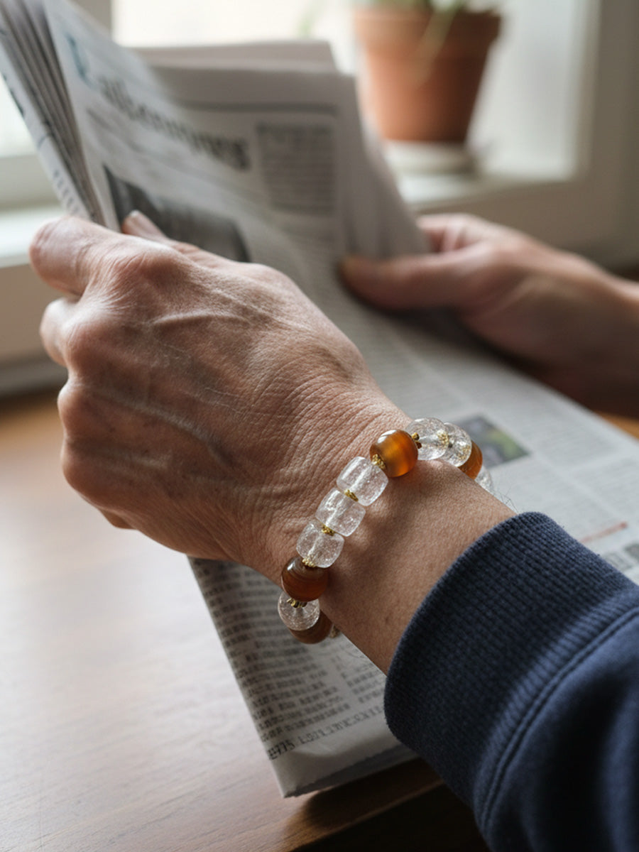 Ancient Himalayan Clear Quartz Agate Vintage Bracelet
