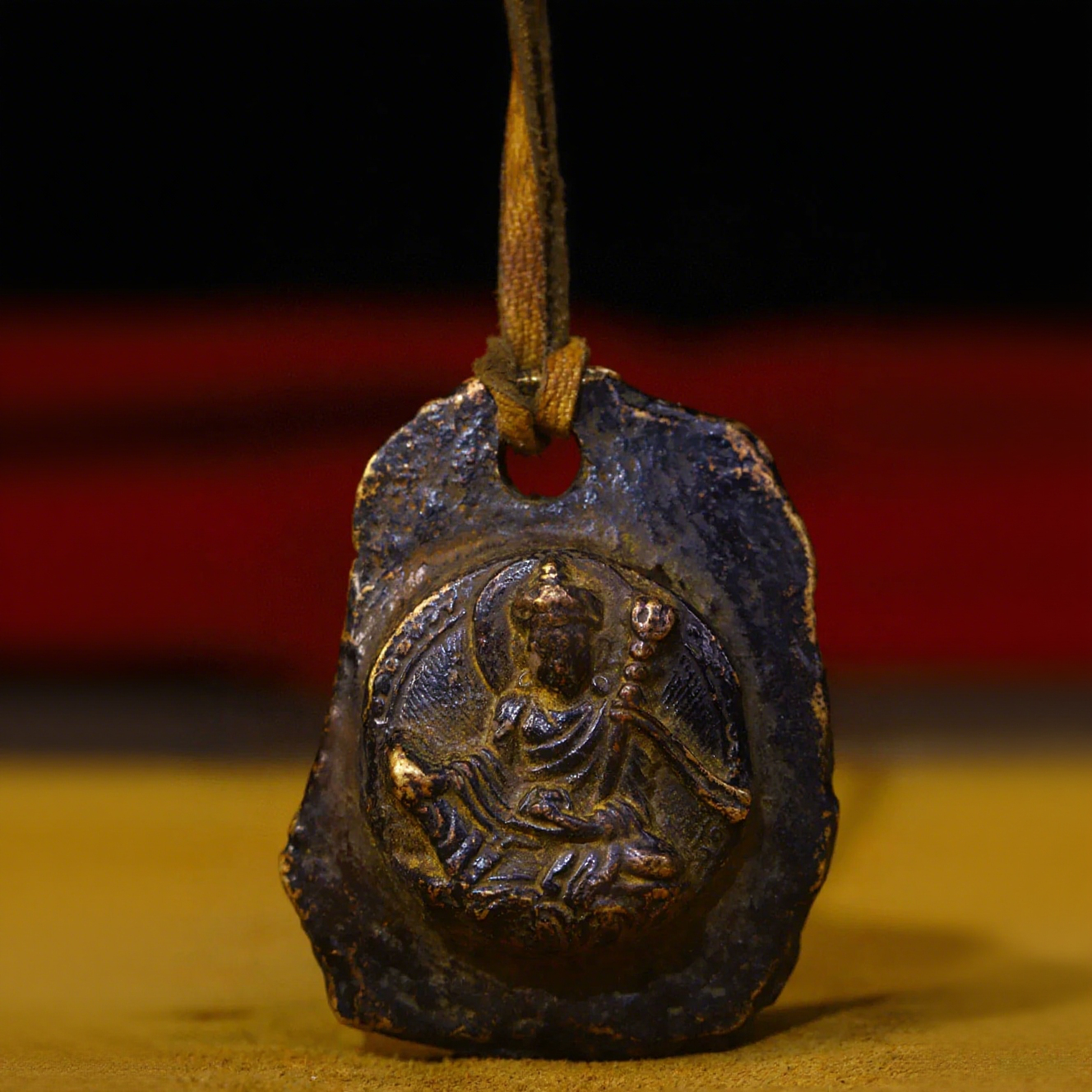 Thokcha Bronze Pendant with Gemstone Cord