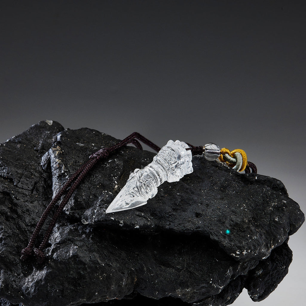 Phurba Vajra Protective Energy Clear Quartz Necklace